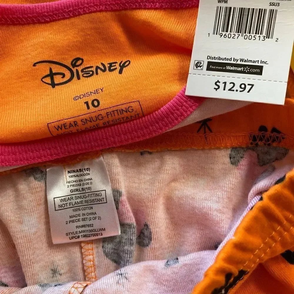 Disney Girl’s Size 10 “Too Cute To Spook” Minnie Mouse Halloween Pajama Set